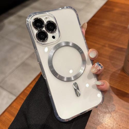 Funda de acrílico transparente MagSafe para iPhone 16 Pro Max (plateada)