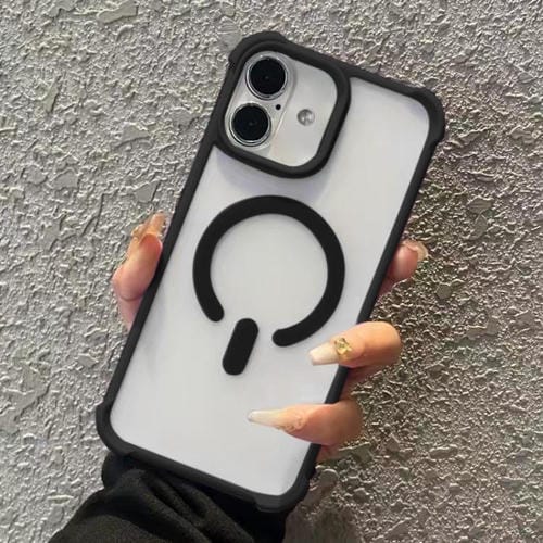 Funda MagSafe semitransparente con tacto esmerilado para iPhone 16 (negra)