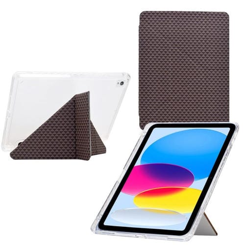 Funda de cuero inteligente con textura piramidal plegable en Y para iPad 10.2 2021 / Air 10.5 (marrón)