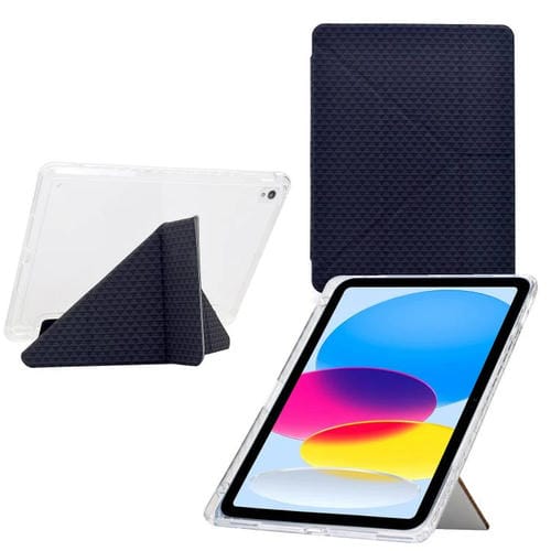 Funda de cuero inteligente con textura piramidal plegable en Y para iPad 10.2 2021 / Air 10.5 (negro)