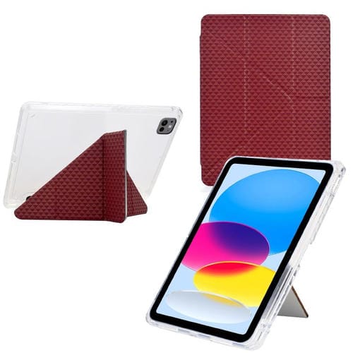 Funda de cuero inteligente con textura piramidal y pliegue en Y para iPad Pro 11 (2024) (Roja)