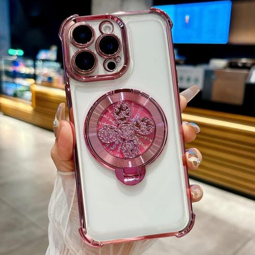 Funda con soporte giratorio para iPhone 15 Pro (rosa)