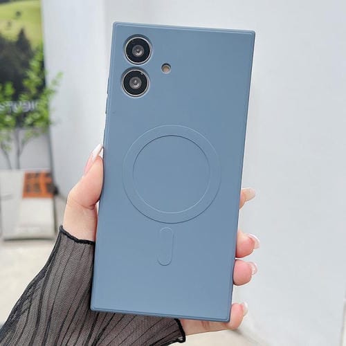 Funda magnética MagSafe de silicona líquida de color sólido para Samsung Galaxy A06 4G/5G (gris lavanda)