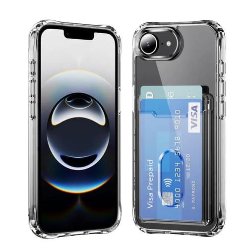 Funda híbrida de TPU y PC con ranura para tarjetas para iPhone 16e (transparente)