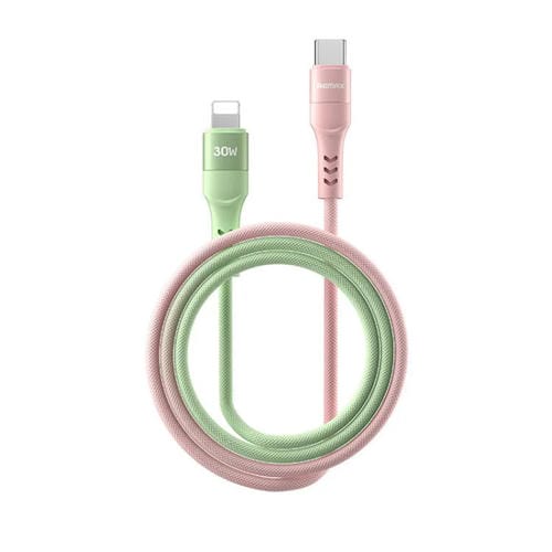 Cable de datos de carga rápida trenzado REMAX CB16 PD30W tipo C a Macaron de 8 pines, longitud: 1,2 m (rosa y verde)