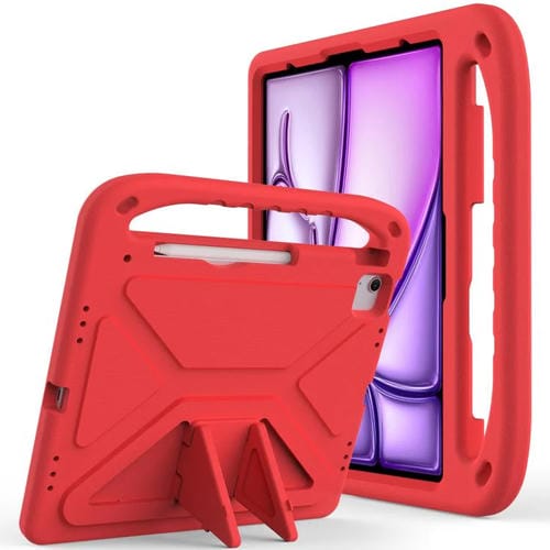 Funda de EVA a prueba de golpes con asa y soporte para iPad Air 13 (2024/2025) (roja)