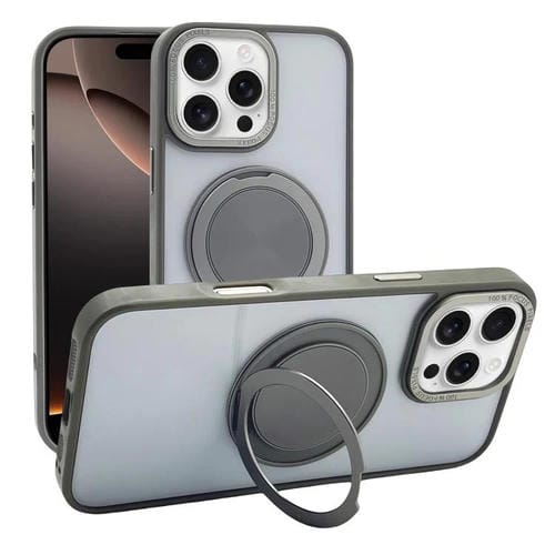Funda MagSafe semitransparente con rotación de 360 grados para iPhone 16 Pro Max (gris)