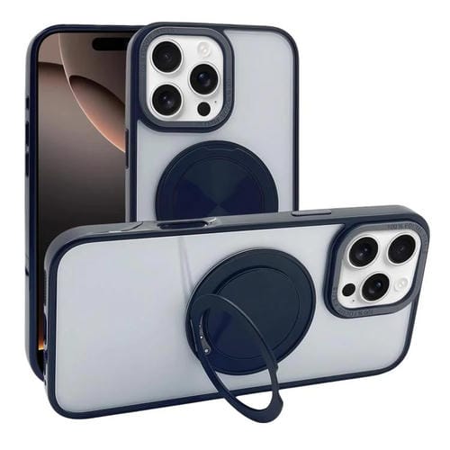 Funda MagSafe semitransparente con rotación de 360 grados para iPhone 16 Pro (negra)