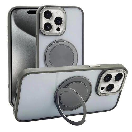 Funda MagSafe semitransparente con rotación de 360 grados para iPhone 15 Pro Max (gris)