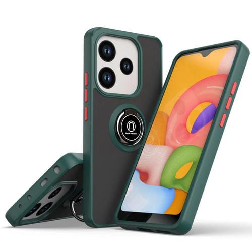 Funda de TPU + PC con anillo para Redmi Note 14 4G (163,25 mm) Serie Q Shadow 1 (Verde oscuro)