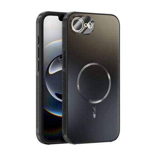 Funda ABEEL MagSafe esmerilada con disipación de calor y película para lente para iPhone 16e (negra)