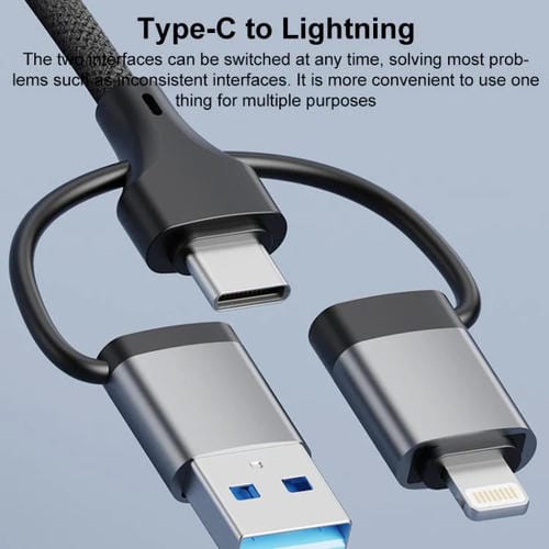 Adaptador USB Tipo C 8 pines a lector tarjetas TF SD concentrador estación acoplamiento 5 en 1 (Gris)