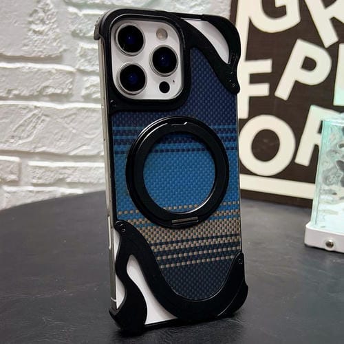 Funda de metal sin marco para iPhone 16 Pro con rotación de 360 grados y soporte MagSafe (negra)