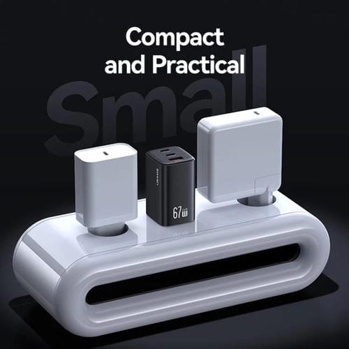 Cargador mini rápido USAMS CC265 de 67 W GaN, 2 puertos USB tipo C, con triple puerto, enchufe UE (blanco)