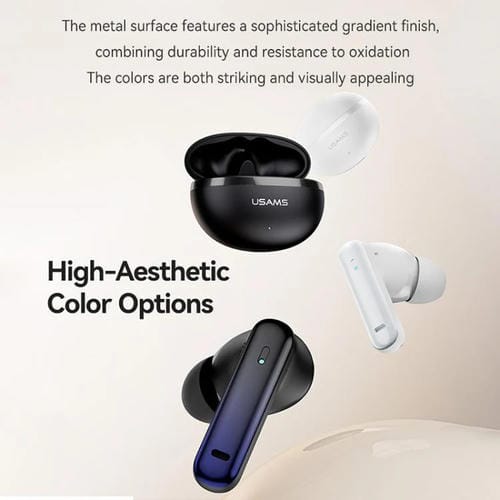 Auriculares inalámbricos Bluetooth USAMS Echo E02 ANC y ENC TWS intraaurales (blancos)