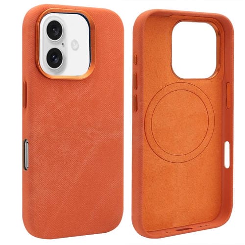 Funda VIETAO de cuero sintético con textura vaquera retro para iPhone 16 (naranja)