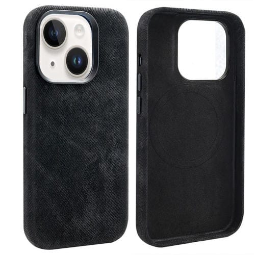 Funda VIETAO de cuero sintético con textura vaquera retro para iPhone 15 (negro)