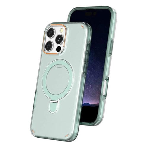 Funda colorida 2 en 1 con soporte de anillo MagSafe para iPhone 16 Pro Max (verde menta)
