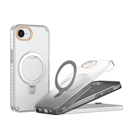 Funda para iPhone 16e, colorida, 2 en 1, con soporte de anillo MagSafe (transparente)