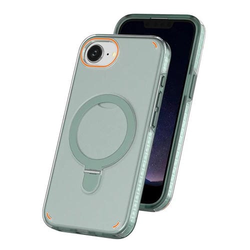 Funda colorida 2 en 1 con soporte de anillo MagSafe para iPhone 16e (verde menta)