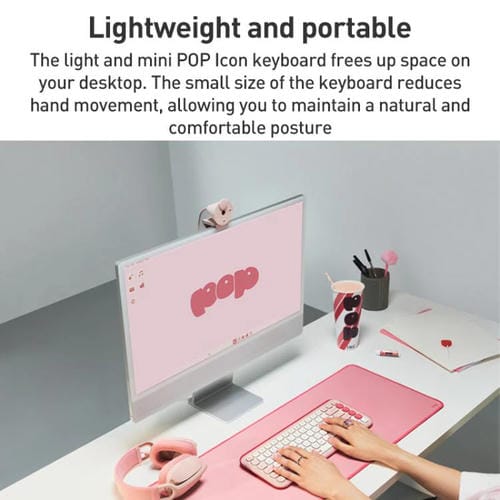 Conjunto de teclado y ratón inalámbricos Bluetooth Logitech POP ICON COMBO (rosa)