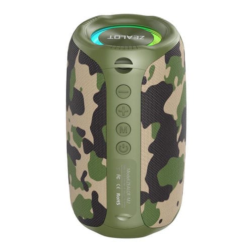 Altavoz Bluetooth portátil Zealot M2 de 8 W con RGB para exteriores, sin micrófono (camuflaje)