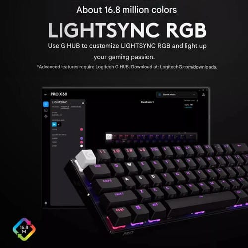 Teclado inalámbrico Logitech G PRO X 60 LIGHTSPEED interruptores ópticos GX-T (Blanco)