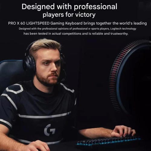Teclado inalámbrico para juegos Logitech G PRO X 60 LIGHTSPEED, interruptores ópticos GX-T (negro)