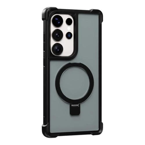 Funda para Samsung Galaxy S23 Ultra 5G con soporte MagSafe de cuatro esquinas a prueba de golpes (negra)