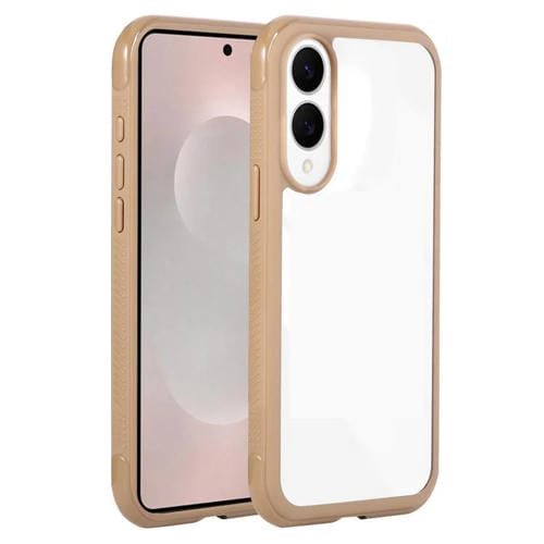 Funda de acrílico transparente de TPU con borde liso para Samsung Galaxy S25 Edge 5G (marrón)