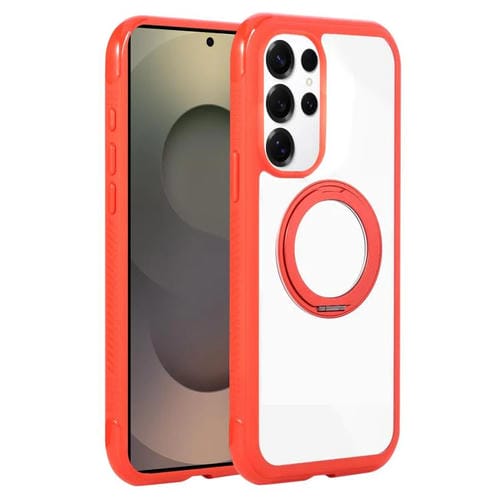 Funda MagSafe para Samsung Galaxy S25 Ultra / S24 Ultra 5G con borde transparente y rotación (rojo)