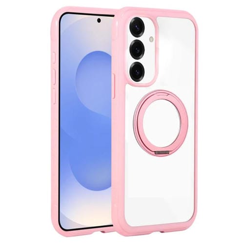 Funda MagSafe para Samsung Galaxy S25/S24 5G con borde transparente y rotación (rosa)