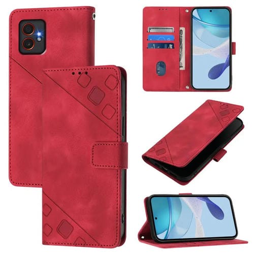Funda de piel con relieve para Samsung Galaxy XCover7 Pro (roja)