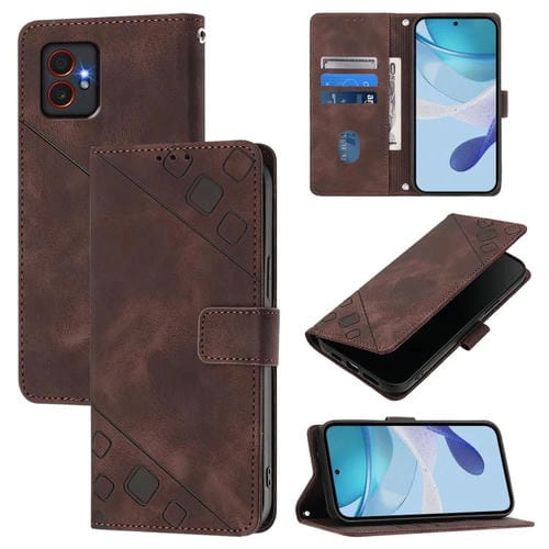 Funda de piel con relieve para Samsung Galaxy XCover7 Pro (marrón)