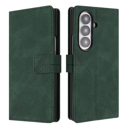 Funda de cuero con relieve 3D para Samsung Galaxy Z Fold7 5G (verde)