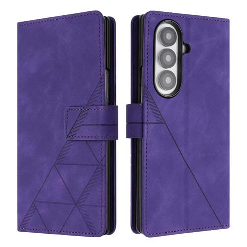 Funda de cuero con relieve 3D para Samsung Galaxy Z Fold7 5G (morado)