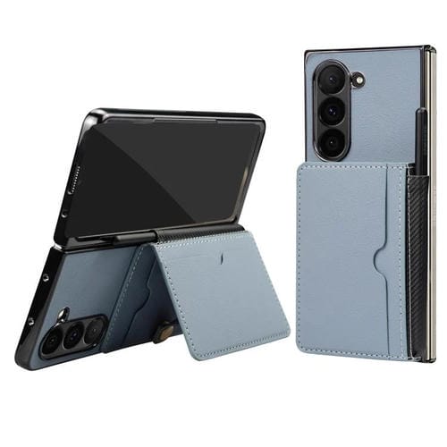 Funda de PU con tapa y ranuras para tarjetas integradas para Samsung Galaxy Z Fold6 de VIETAO (gris espacial)