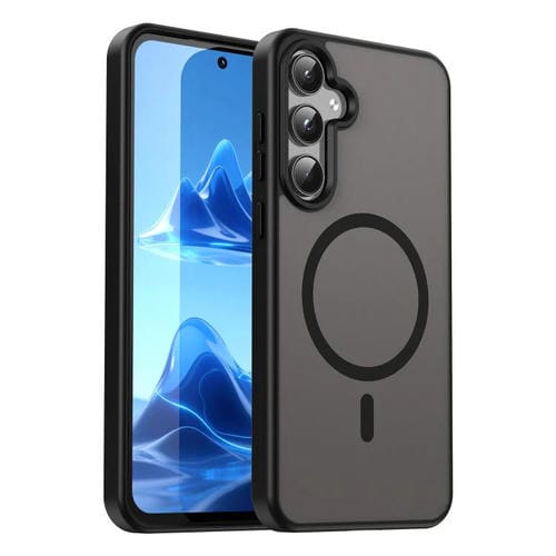 Funda híbrida de TPU translúcida con acabado mate MagSafe para Samsung Galaxy A55 5G (negro translúcido)