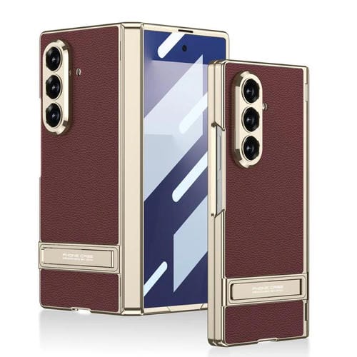 Funda de cuero magnética Triumph Phantom integrada con soporte para Samsung Galaxy Z Fold7 5G GKK (roja)