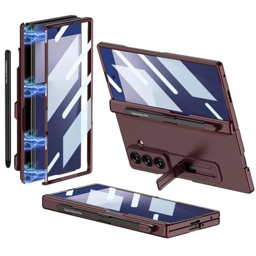 Funda plegable magnética GKK para Samsung Galaxy Z Fold7 5G con ranura para bolígrafo (rojo vino)