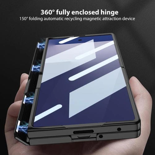 Funda plegable magnética GKK para Samsung Galaxy Z Fold7 5G con ranura para bolígrafo (gris titanio)