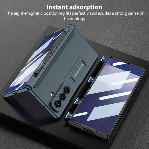 Funda plegable magnética GKK para Samsung Galaxy Z Fold7 5G con ranura para bolígrafo (gris titanio)