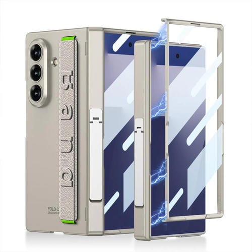 Funda plegable magnética con bisagras y soporte lateral para Samsung Galaxy Z Fold7 5G GKK (gris titanio)