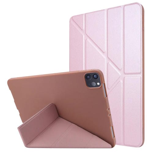 Funda para iPad Pro 11 (2020) TPU Cuero Deformación Horizontal con Titular (Oro Rosa)