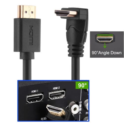 Cable HDMI 2.0 de Alta Velocidad 60 cm 4K x 2K con Ethernet en Ángulo Recto de 90 Grados