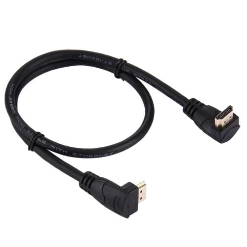 Cable HDMI 2.0 de Alta Velocidad 60 cm 4K x 2K Ángulo Recto 270 Grados Macho a Macho con Ethernet (Negro)