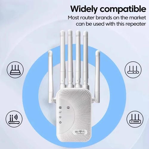 Enrutador Inalámbrico WIFI SM-011 con Repetidor, Seis Antenas y 1200 M (Enchufe Estadounidense)