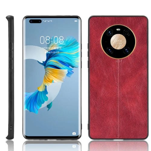 Para Huawei Mate 40 Pro + Funda de piel de vaca de costura a prueba de golpes PC + PU + TPU (rojo)