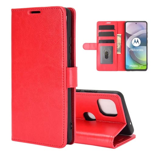 Para Motorola Moto G 5G R64 Textura Funda protectora con tapa horizontal única con soporte y ranuras para tarjetas y billetera y marco de fotos (rojo)