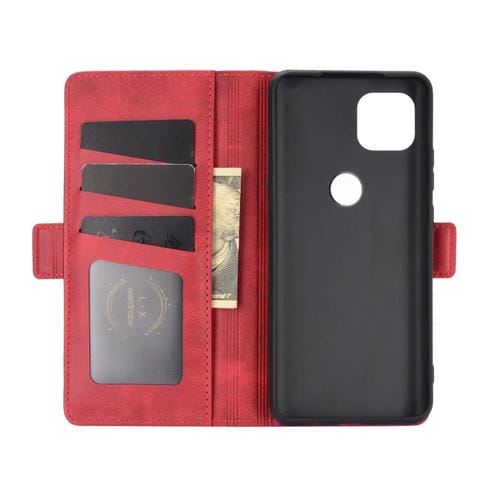 Para Motorola Moto G 5G Estuche de cuero con tapa horizontal con hebilla magnética de doble cara con soporte, ranuras para tarjetas y billetera (rojo)